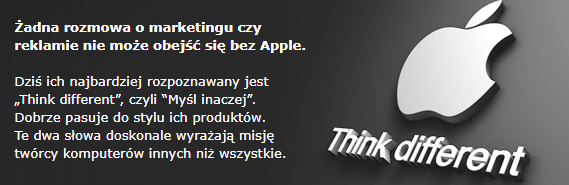 Think different - dobre hasło reklamowe Apple