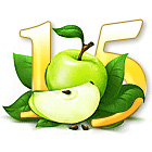 Zielone jabłka z liczbą 15 w tle