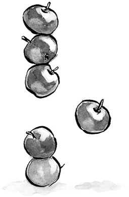 Sześć spadających jabłek